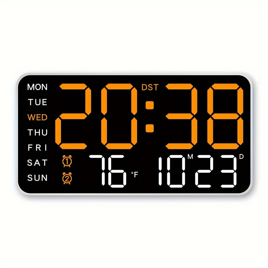 Modern Digital Veggklokke – Tid, Temperatur &amp; Alarm
