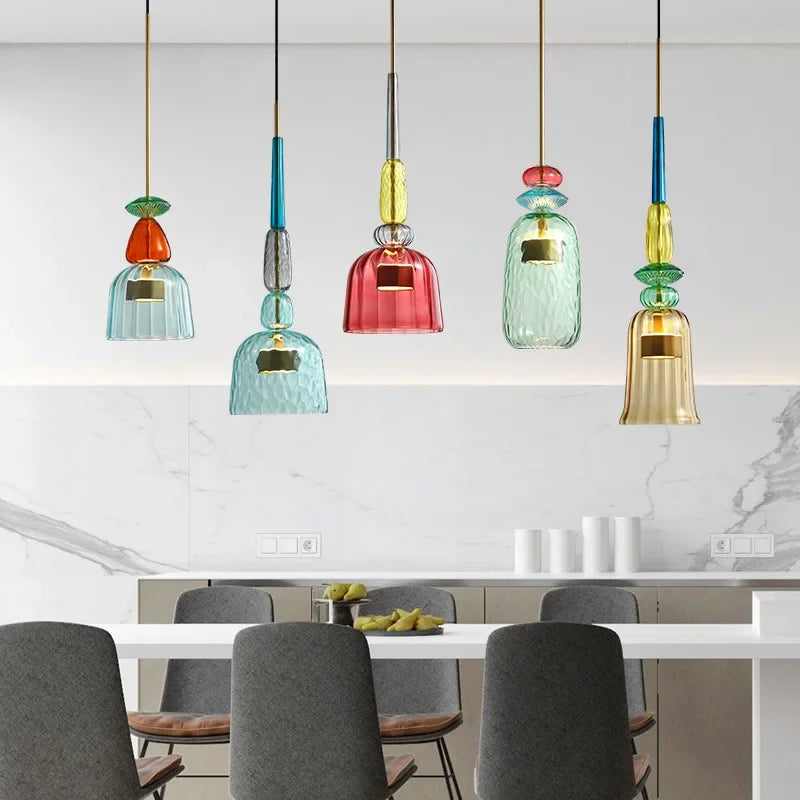 Modern Hengelampe i Färgglada Glas för Hemmet