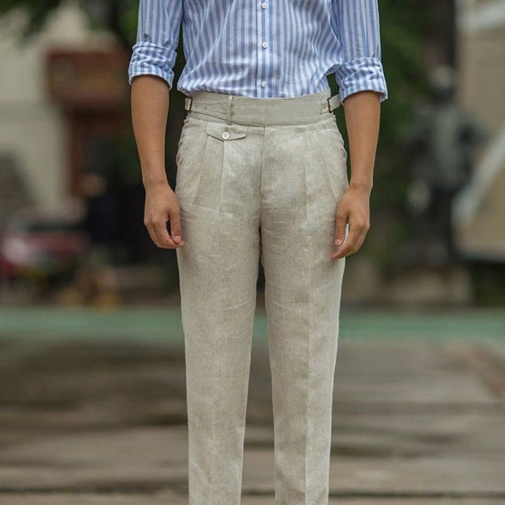 Herr Slim Fit Byxor med Hög Midja