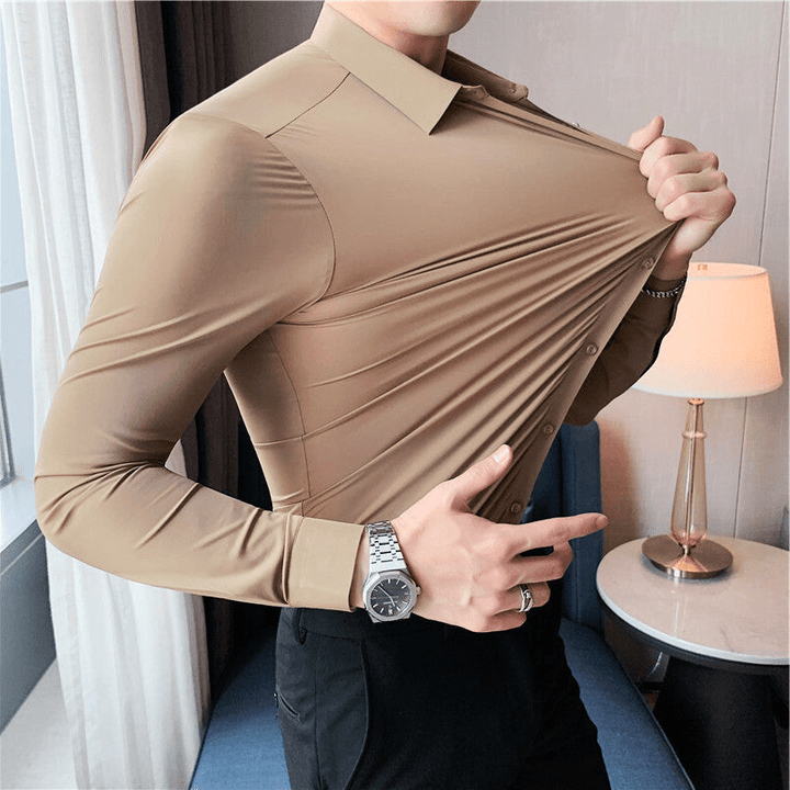 Herr Modern Stretchskjorta för Elegant Komfort