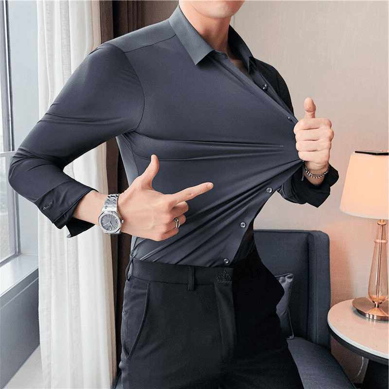Herr Modern Stretchskjorta för Elegant Komfort