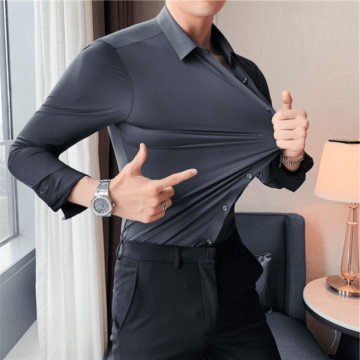 Herr Modern Stretchskjorta för Elegant Komfort