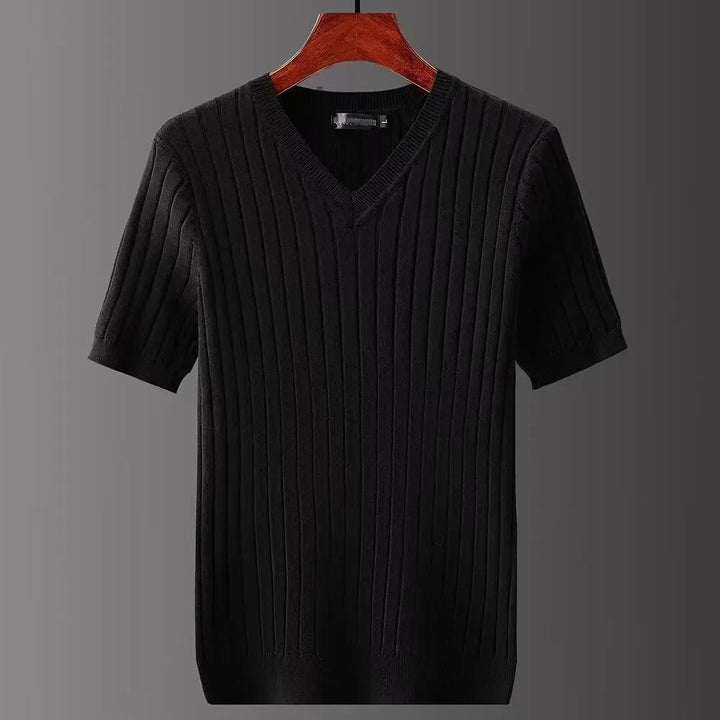 Herr Slim Fit V-hals T-skjorta – Modern Stil