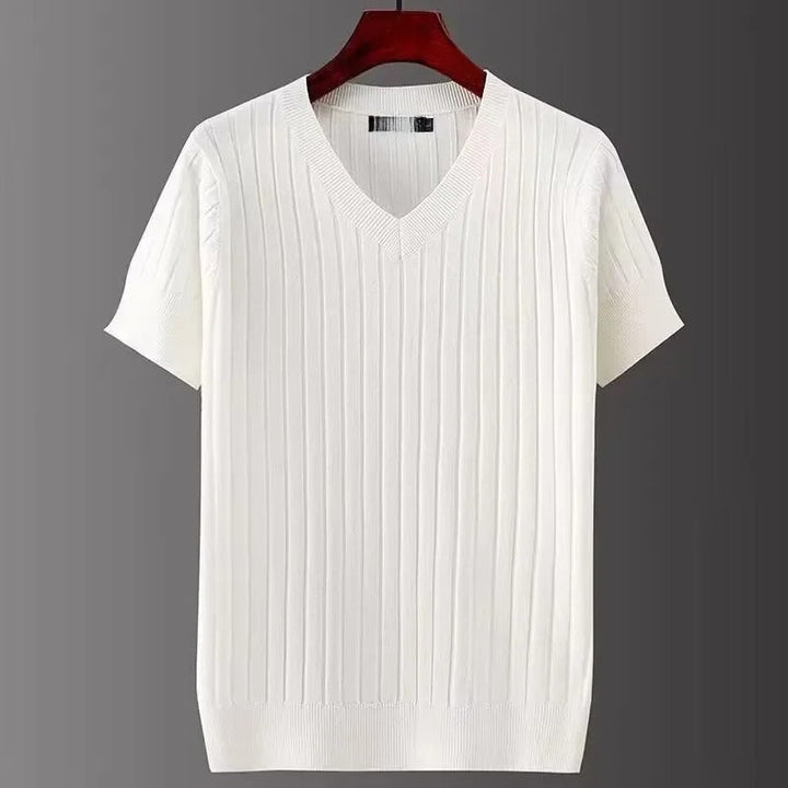 Herr Slim Fit V-hals T-skjorta – Modern Stil