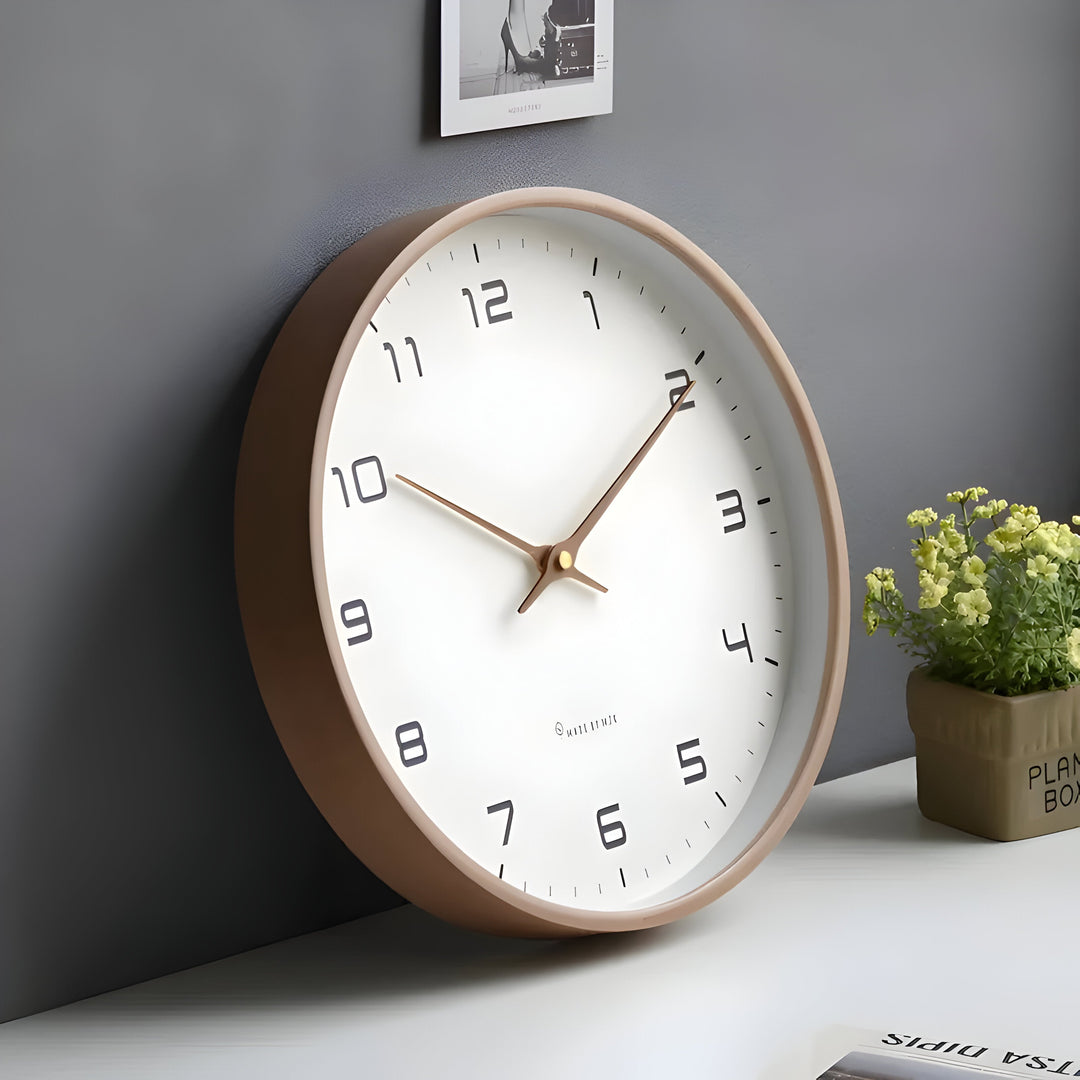 Stillegående Trä Veggklokke | Modern Runt Design