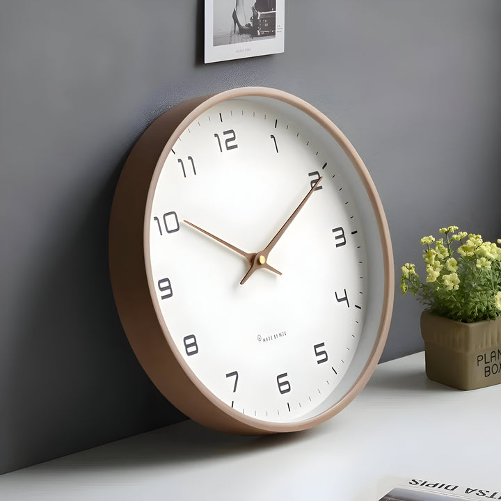 Stillegående Trä Veggklokke | Modern Runt Design