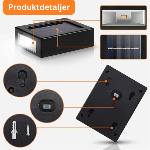 Solcelledrevne Vegglamper - IP65 Vattentäta LED Ljus