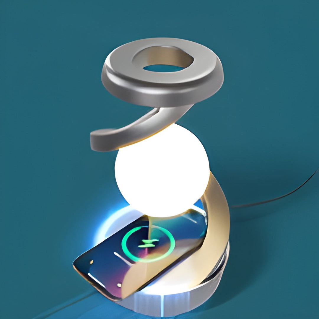 Modern Svevende Lampa med Roterende LED och Trådlös Laddning