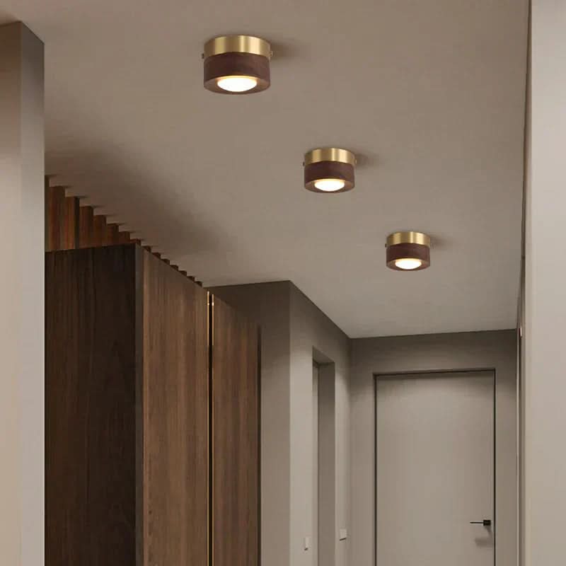 Taklampa med Varm LED &amp; Elegant Valnött-Look