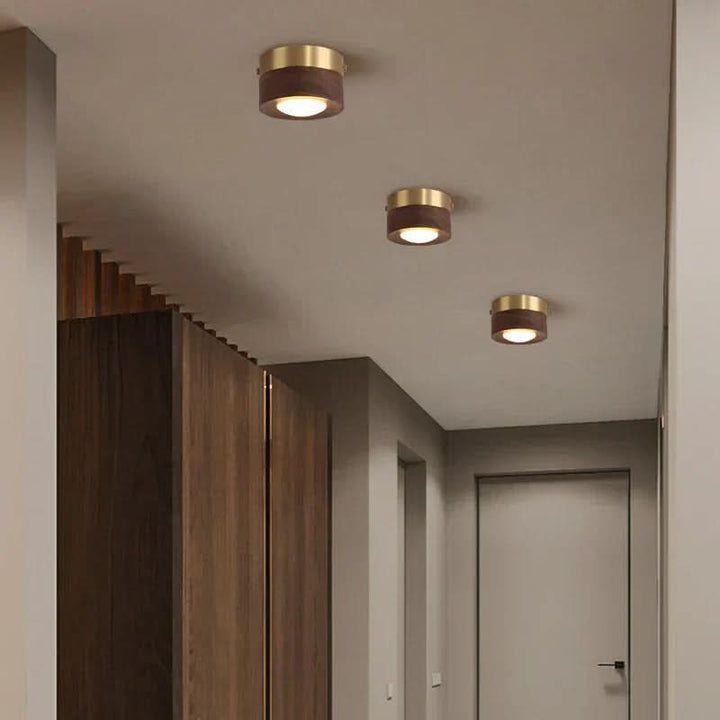 Taklampa med Varm LED &amp; Elegant Valnött-Look