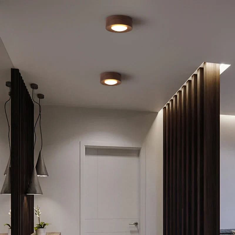 Taklampa med Varm LED &amp; Elegant Valnött-Look