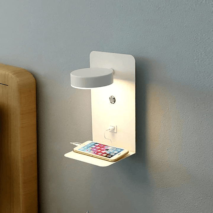 Vägglampa med Roterbart Huvud och USB-Lader – Perfekt Leselys