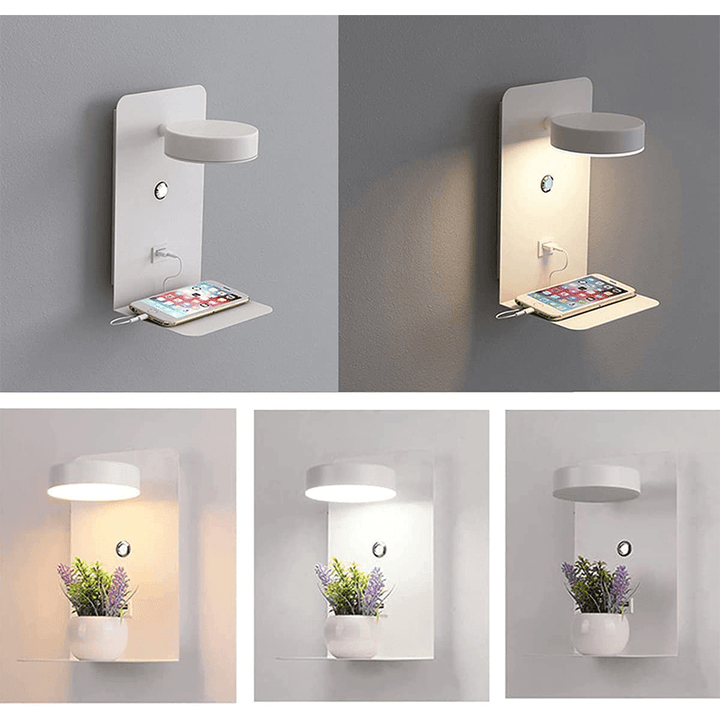 Vägglampa med Roterbart Huvud och USB-Lader – Perfekt Leselys