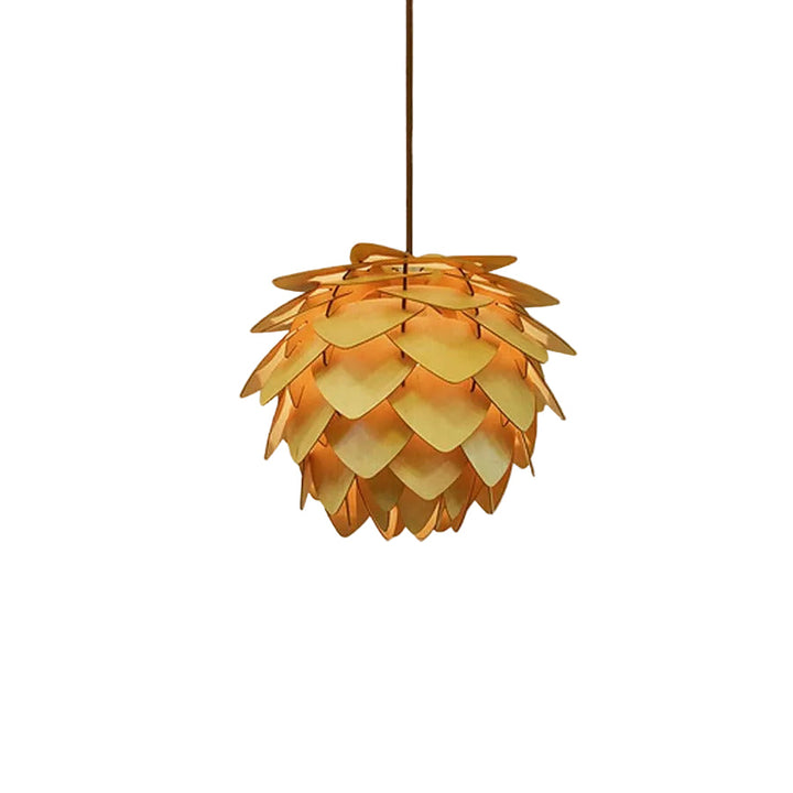 Naturlig Trä Pendellampa – Kongleformet Design