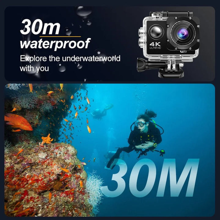 Ultra HD Sport Pro Kamera - 4K, WiFi-aktivert, Vattentät