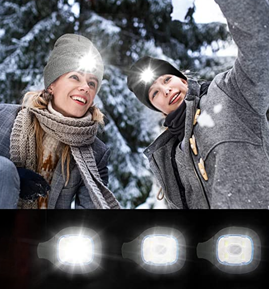 Unisex Uppladdningsbar Stickad Mössa med LED Ljus – Perfekt för Mörka Kvällar