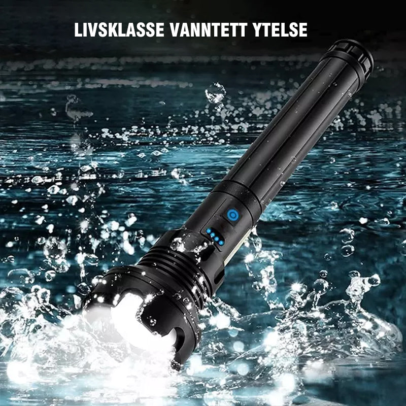 Uppladdningsbar LED Taktisk Lommelykt - 90000 Lumen | Kraftfull Vannbestandig