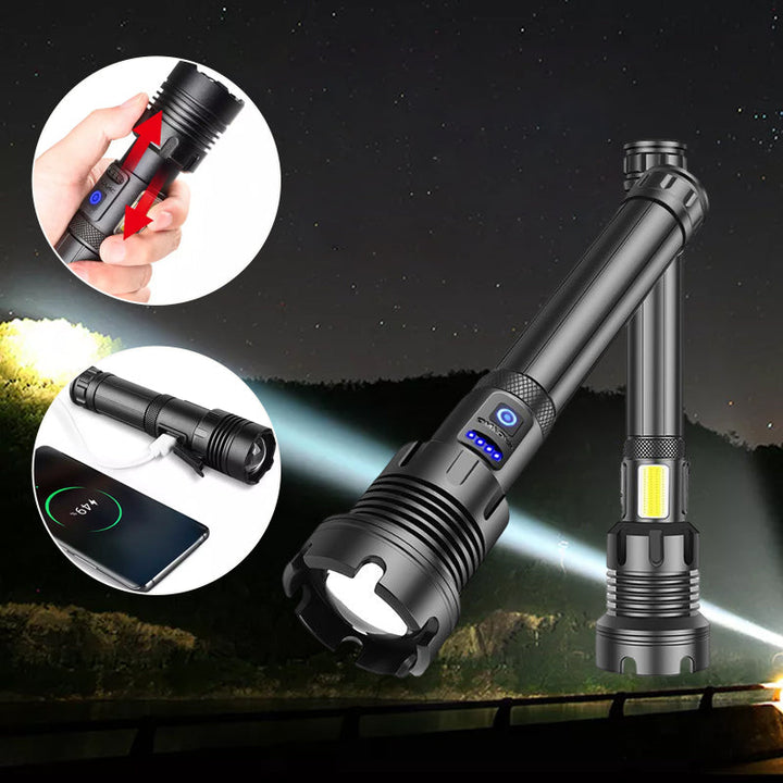 Uppladdningsbar LED Taktisk Lommelykt - 90000 Lumen | Kraftfull Vannbestandig