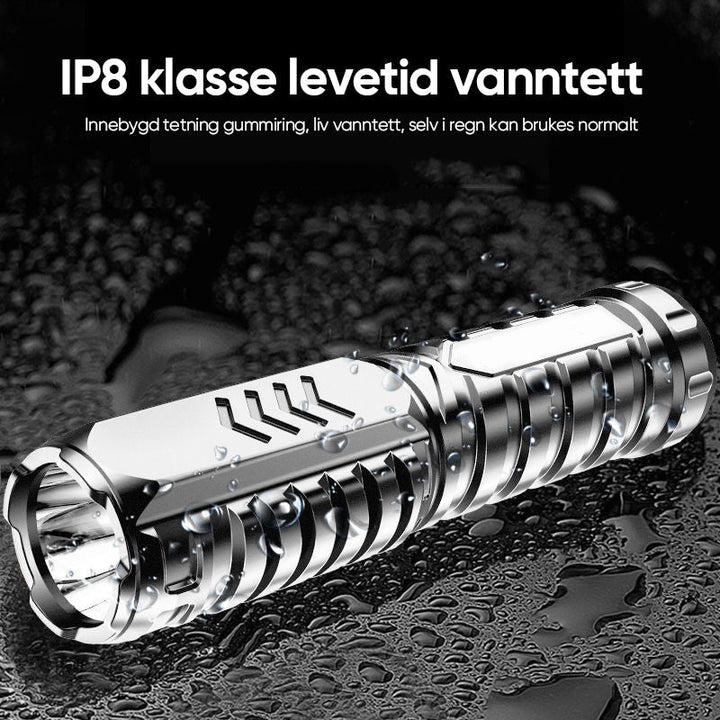 Uppladdningsbar LED Lommelykt - Vattentät | 3 Lysmoduser