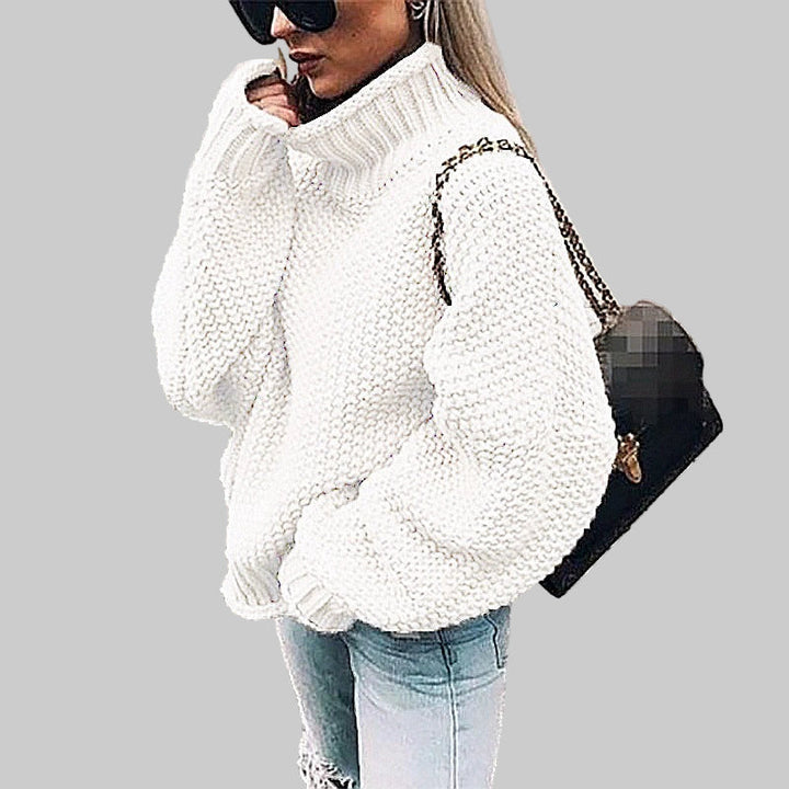 Oversized Strikkegenser för Damer: Perfekt Hög Hals &amp; Batwing-Ärmar