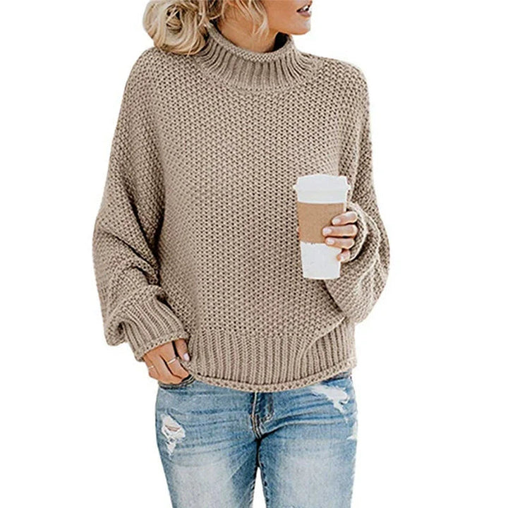 Oversized Strikkegenser för Damer: Perfekt Hög Hals &amp; Batwing-Ärmar