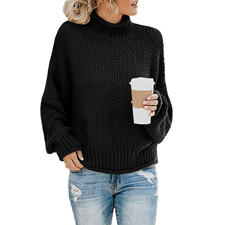 Oversized Strikkegenser för Damer: Perfekt Hög Hals &amp; Batwing-Ärmar