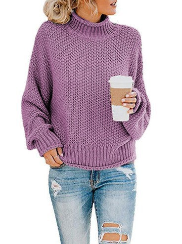 Oversized Strikkegenser för Damer: Perfekt Hög Hals &amp; Batwing-Ärmar