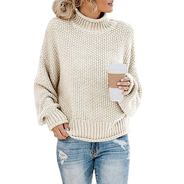 Oversized Strikkegenser för Damer: Perfekt Hög Hals &amp; Batwing-Ärmar