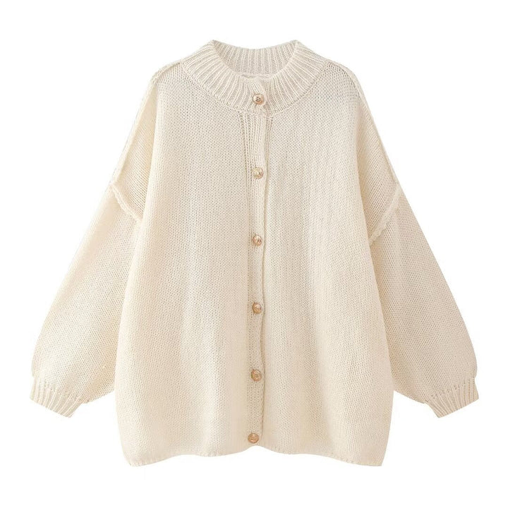Bekväm Oversized Dam Cardigan med Knappar