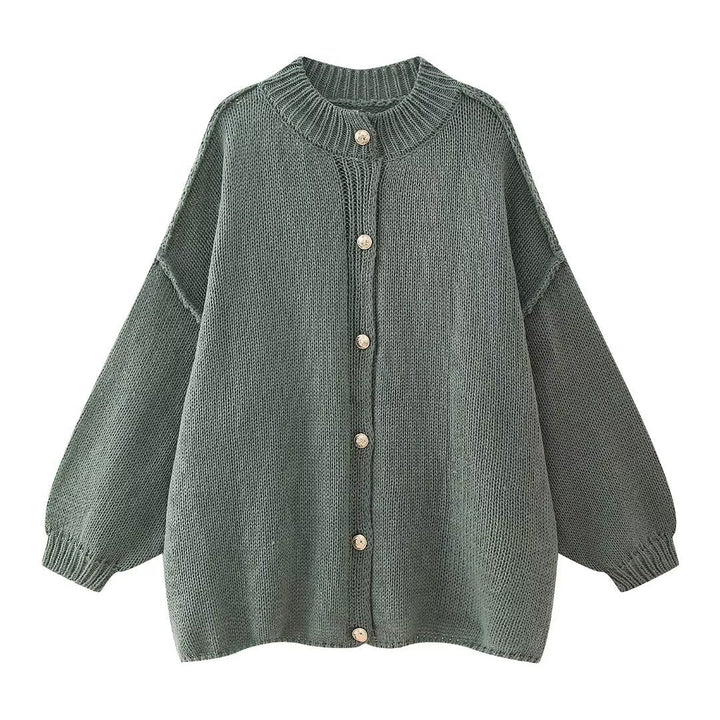 Bekväm Oversized Dam Cardigan med Knappar