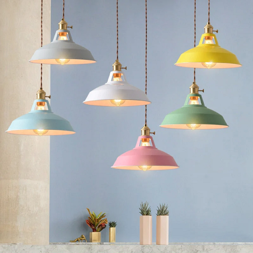 Inomhus Hengende Pastellampe i Metall – Retro Design
