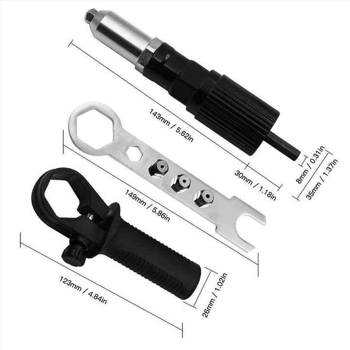 Popnaglersett | Profesjonell Popnagle Adapter | 4 Dyseskruer