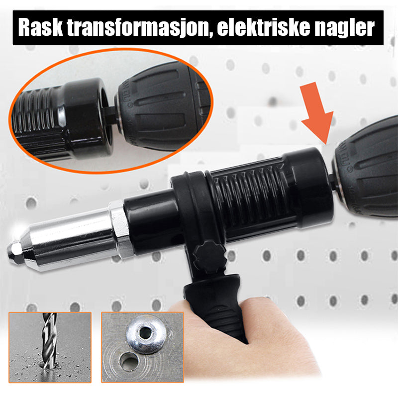 Popnaglersett | Profesjonell Popnagle Adapter | 4 Dyseskruer