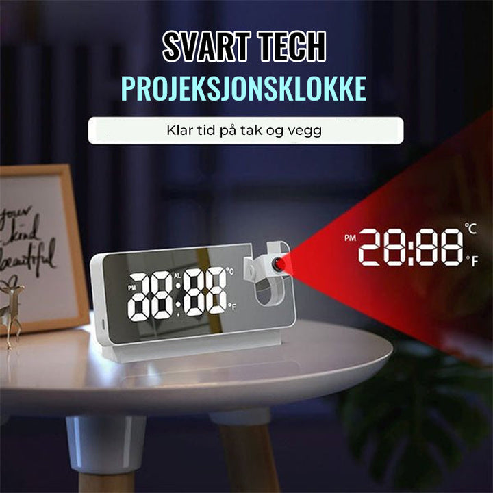 Smart digital projeksjonsklokke - Tid på veggen eller taket