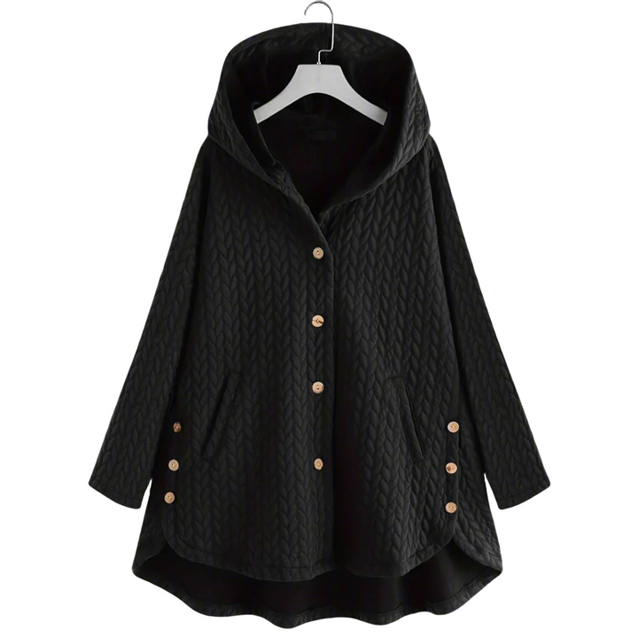 Dam Vinterjacka – Quiltad, Oversized med Huva och Asymmetrisk Kant
