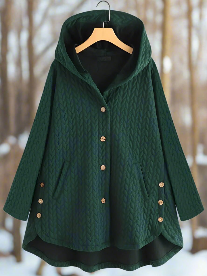 Dam Vinterjacka – Quiltad, Oversized med Huva och Asymmetrisk Kant