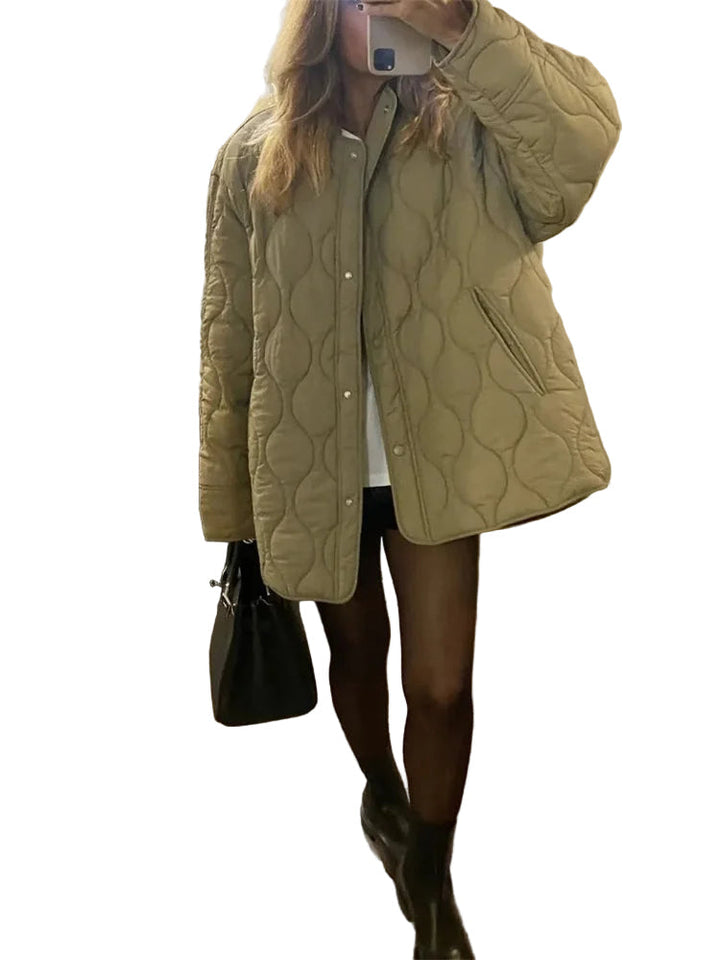 Dam Quiltad Vinterjacka med Bekväm Oversized Passform