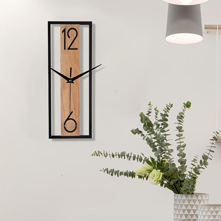Stilfull Rektangulär Veggklokke – Elegant Trelook för Hemmet