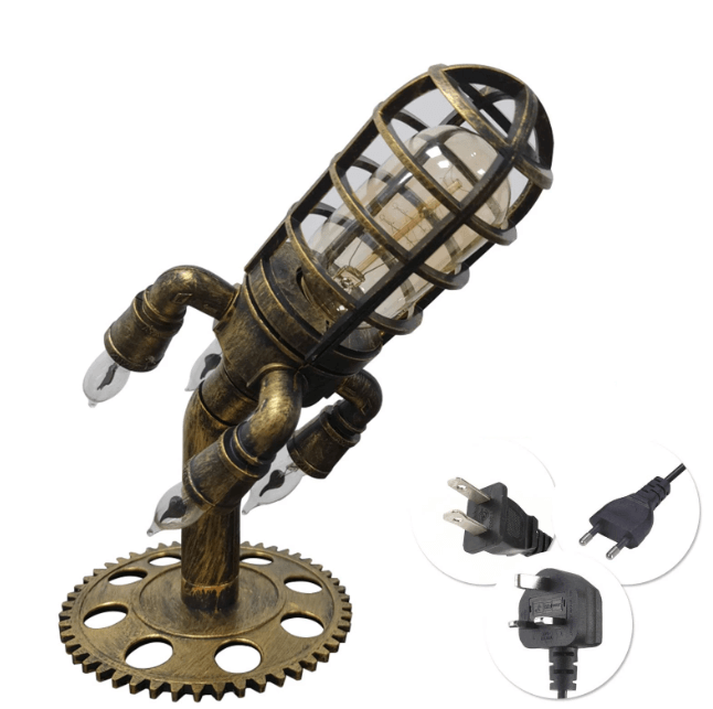 Retro Rakettlampe: Unik Steampunk Dekorasjon med LED Flammeeffekt