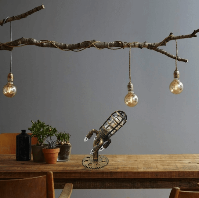 Retro Rakettlampe: Unik Steampunk Dekorasjon med LED Flammeeffekt