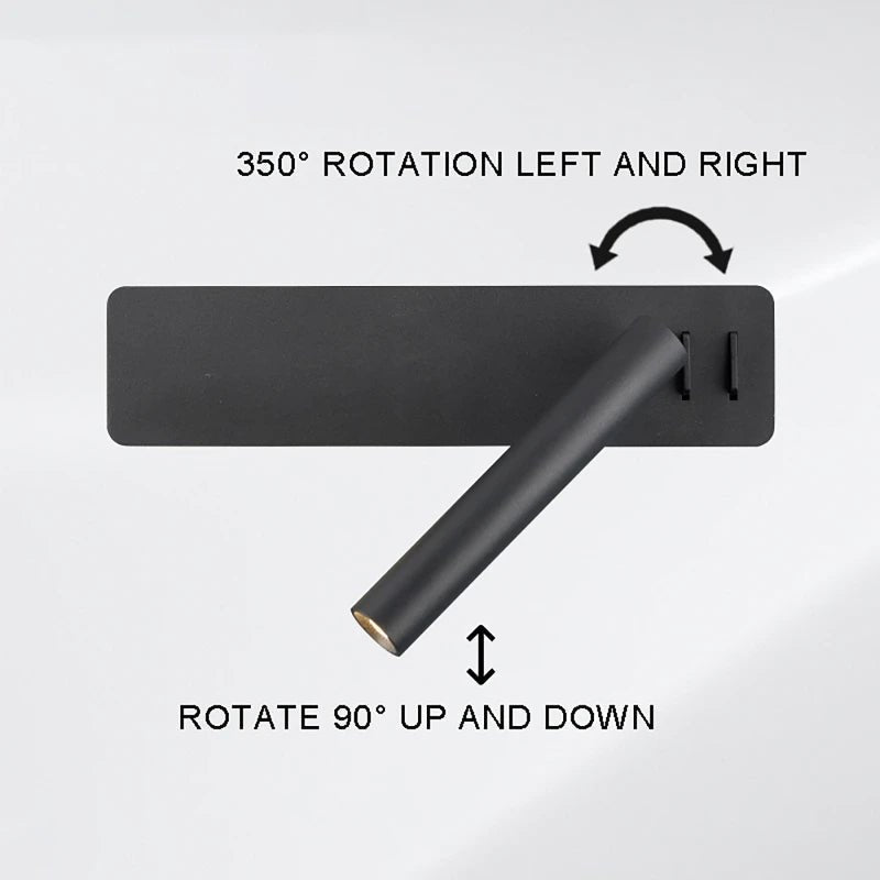 Roterbar LED-lampa för Justerbar Sengebelysning
