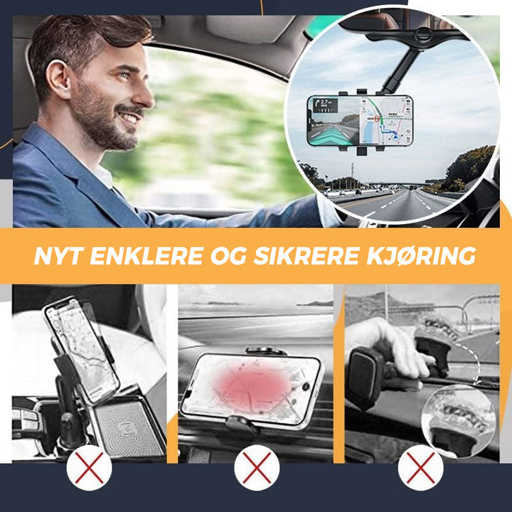 Telefonholder för Bil | Roterbar och Uttrekkbar | 360° Justering