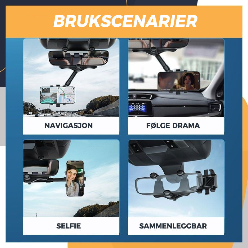 Telefonholder för Bil | Roterbar och Uttrekkbar | 360° Justering