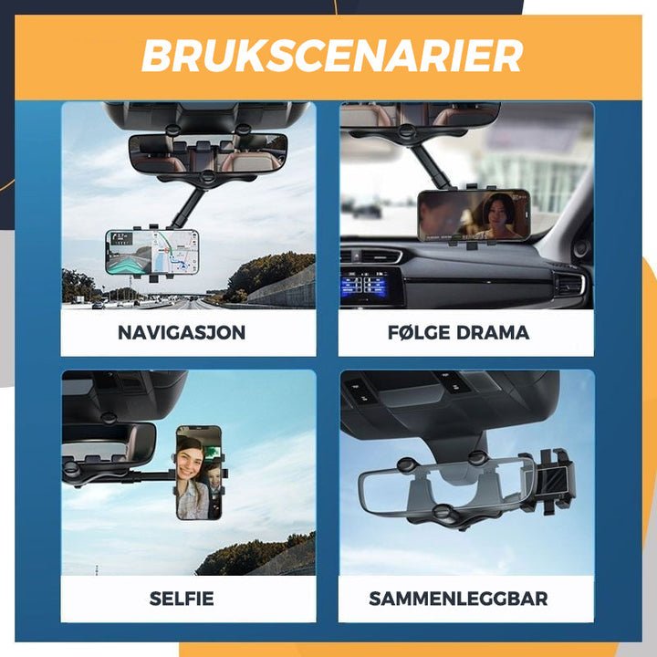 Telefonholder för Bil | Roterbar och Uttrekkbar | 360° Justering