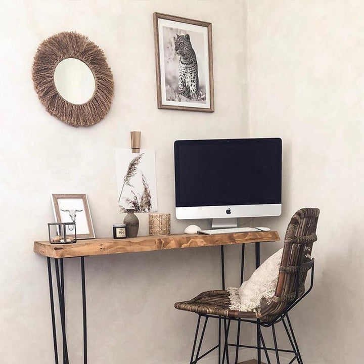 Dekorativt Veggspeil i Boho Stil med Hampetau