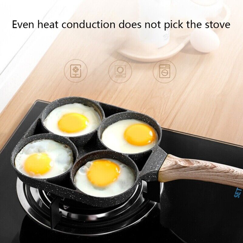 Stekepanne i Rustfritt Stål för 4 Egg med Nonstick Belegg
