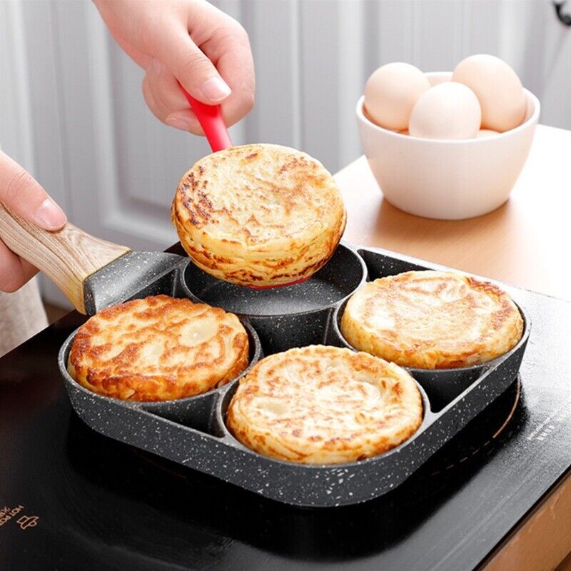 Stekepanne i Rustfritt Stål för 4 Egg med Nonstick Belegg