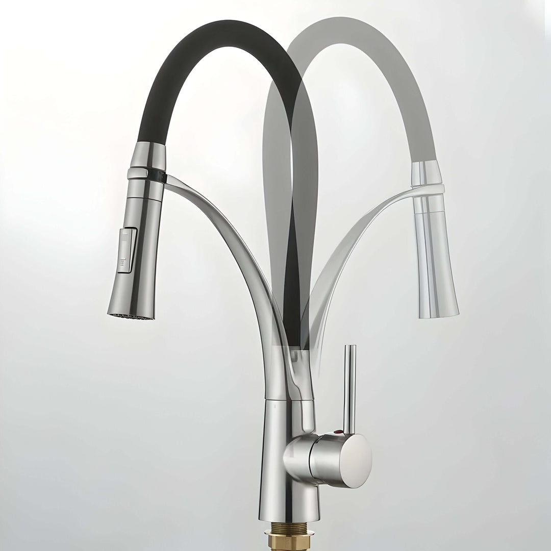 Rustfritt Stål Kran - 360° Kökkran Med Uttrekkbar Dusj