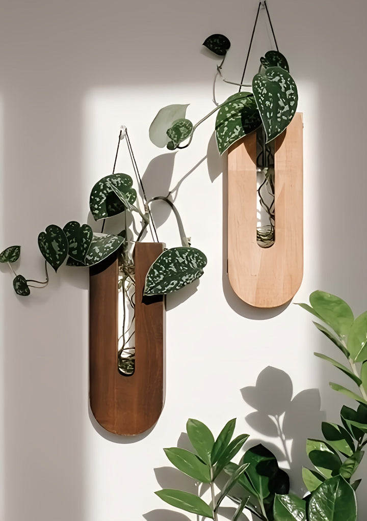 Rustikk Treveggdekor för Grönne Planter