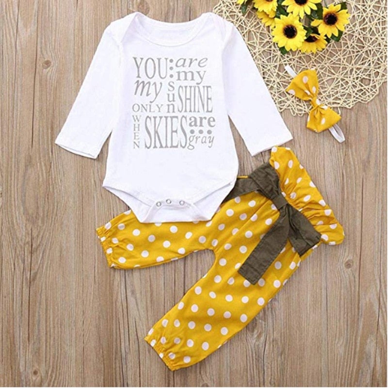 Baby Flicka Romper Set med Tryck